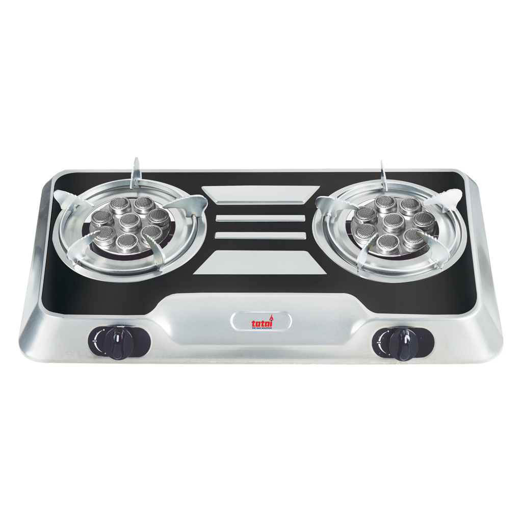 2 Burner Tabletop Gas Stove With Auto Ignition Stainless Steel