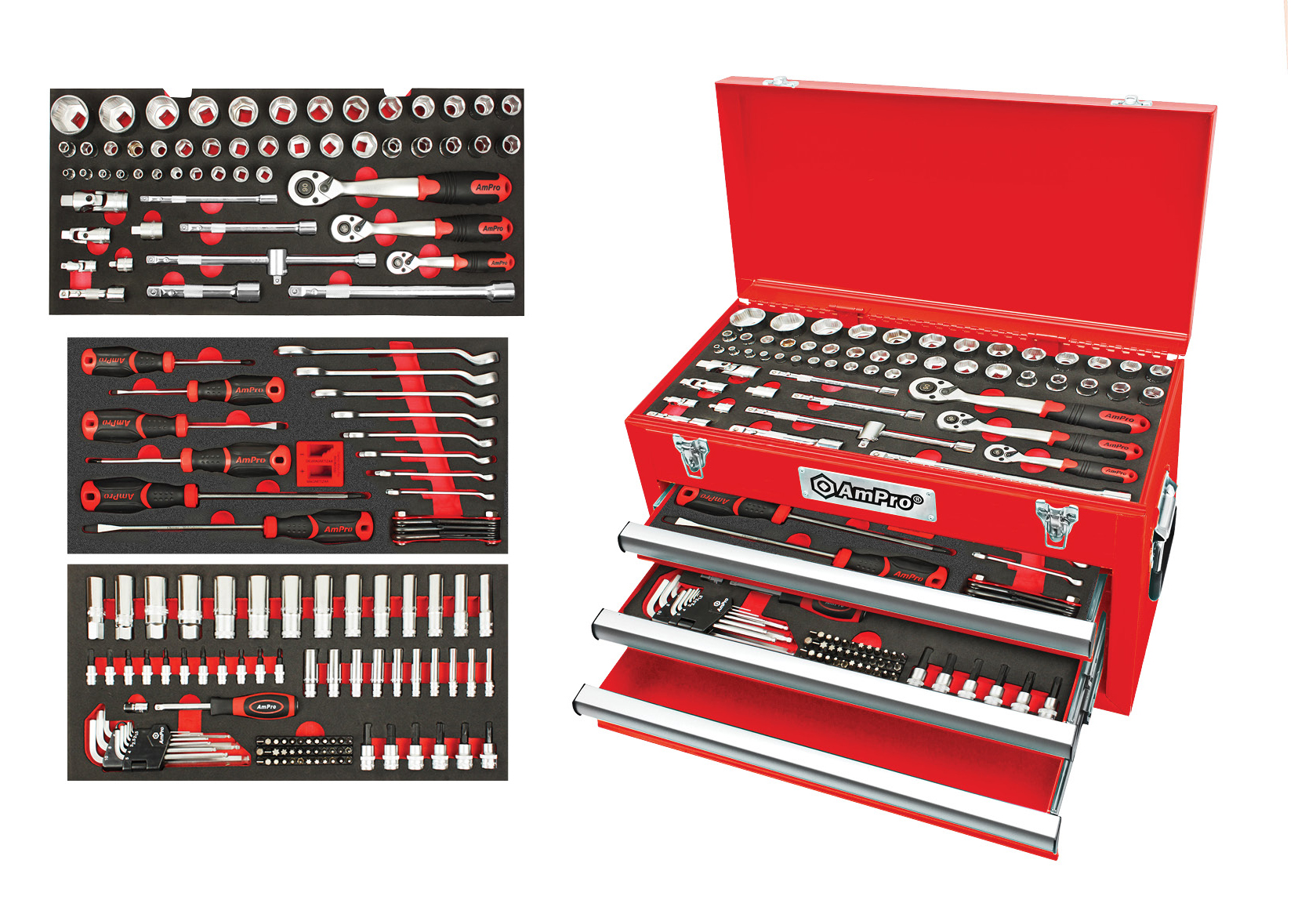166Pc 1/43/81/2 D R 3-Drawer Bolt-Fit Set