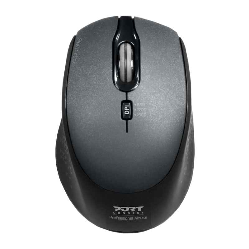 Port Wireless Silent 3600DPI 3 Button USB and Type-C Dongle Mouse – Black