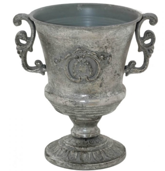TEMPLER  DECO HANDLED VASE SILVER