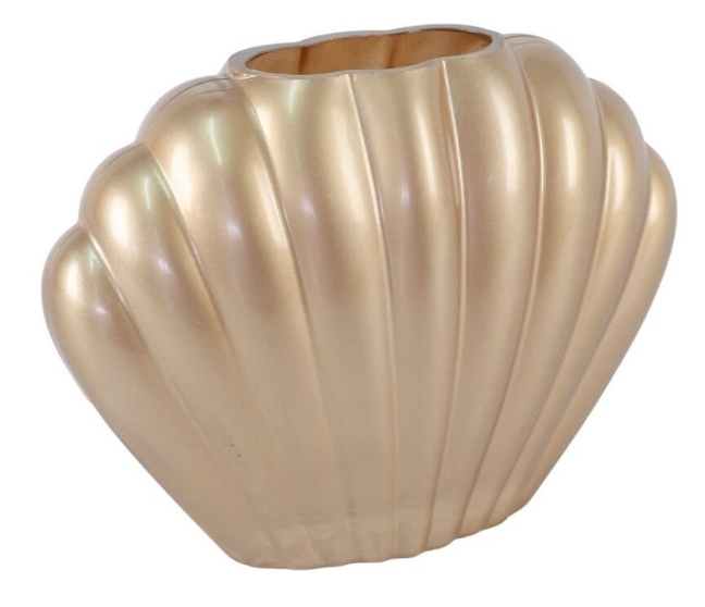 DECO SHELL VASE METALIC OLD GOLD